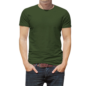 T-shirt vert décontracté pour homme, coupe ample, en coton, manches courtes, col rond, vente en gros - Product Image 4