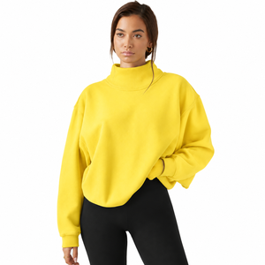 Sweat-shirt à col montant et épaules tombantes, style ample et décontracté, design personnalisé OEM, pour femme, idéal pour l'hiver. - Product Image 1