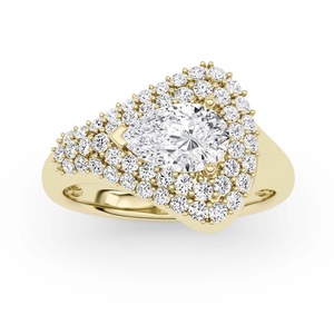 Anillo de Compromiso de Oro Amarillo con Diamante Corte Pera para Mujer, con Diamantes Naturales Certificados por GIA, Estilo de Lujo - Product Image 1