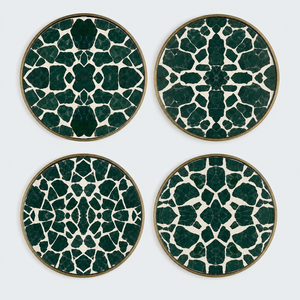 Ensemble de sous-verres en mosaïque de marbre personnalisés faits à la main, motif terrazzo vert, sous-verres en pierre naturelle pour la maison - Product Image 2