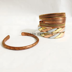 Pulseras de brazalete de cobre trenzado de tres tonos de moda en diseño de metal mixto Joyería hecha a mano única para hombres y mujeres - Product Image 6