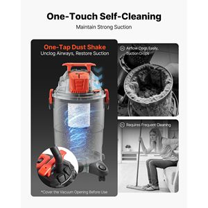 Aspiradora de taller húmeda/seca de 8 galones, 4.5 HP de pico, 900W de potencia de entrada, 1.25 con autolimpieza, doble filtro, portátil, 1 botón - Product Image 3