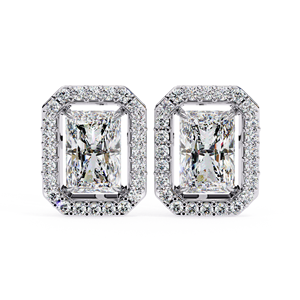 Luxury Radiant Cut Moissanite Stud <b>Earrings</b> Halo Design 6.20×4.20mm Center D Color VVS Moissanite Diamond <b>Earrings</b> Fine Jewelry - Product Image 2