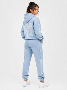 Ensemble de survêtement pour femme de haute qualité, style vintage, tissu en coton, coupe confortable, logo personnalisé, deux pièces - Product Image 3