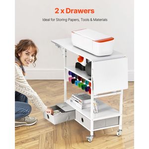 Carrello Portaoggetti Pieghevole Compatibile con Macchina Cricut, Tavolo Richiudibile con Lati Pieghevoli per Materiali Creativi - Product Image 4