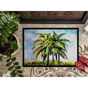 Nouveau paillasson de palmiers de brise tropicale 18H X 27W entrée intérieure et extérieure tapis de porte lavable à poils bas antidérapant - Product Image 3