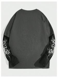 <b>Top</b> Trendy Product Double Sleeve Shirt Blank Loose Men's Oversized Shoulder Drop Solid Cotton Double <b>Layer</b> Men's T-shirts - Product Image 6