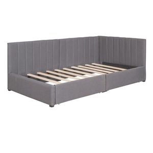 Sofá Cama Tapizado en Tela de Lino Gris, Tamaño Individual, con 2 Cajones de Almacenamiento, No Requiere Somier - Product Image 3