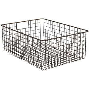 Vintage Black Metal Wire Food Storage <b>Basket</b> With Natural Wooden Handle Iron Mesh Organizer For Kitchen Pantry Fruit Vegetable - Product Image 5
