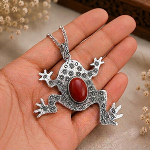 จี้รูปกบไฮโดรคอรัลลายดอกไม้ รูปวงรี ชุบเงิน ทำจากทองเหลือง จาก Jewelry Town รุ่น JT-016 ของขวัญวันครบรอบสำหรับทุกเพศ - Product Image 2