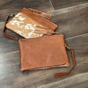 Bolso de mano de cuero de vaca con estilo para mujer, bolso de mano portátil, cartera de mano, monedero pequeño, bolso de viaje y bolsa con borlas - Product Image 5