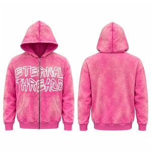 Sudadera con Capucha Rosa Tie Dye para Hombre, Sudadera con Pedrería, Estilo Urbano, 100% Algodón, Atuendo de Otoño Invierno, Nueva Llegada - Product Image 1