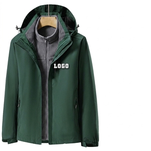 Unisex Soft Shell <b>Jacket</b> With Hood Zip Fly Water Resistant Polyester Outdoor Autumn Wear Regular Fit Front Logo Solid Color - Product Image 4