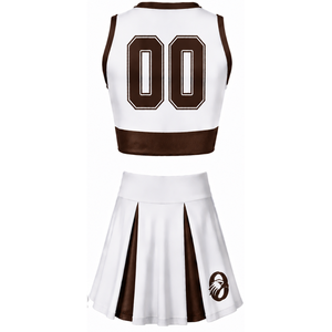Ensemble d'uniforme de cheerleading sublimé blanc et marron sans manches, haut et jupe athlétiques pour équipe, tenue de sport de performance pour adultes - Product Image 2