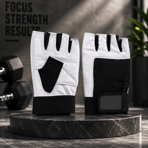 Gants de sport demi-doigts en cuir pour musculation, respirants, antidérapants, avec sangle de poignet réglable, unisexes, pour entraînement fitness - Product Image 1