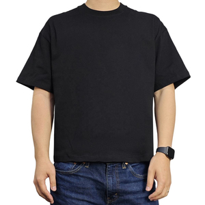 Custom Men's Formal Front Logo <b>Box</b> Cut Tee Shirt 300 Gsm Heavyweight 100% Cotton Oversize <b>Drop</b> Shoulder Boxy Fit T-shirt - Product Image 1