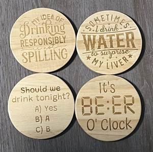 Modern Round Wooden Coasters 300 Mm Non Slip <b>Mats</b> & Pads - Product Image 5
