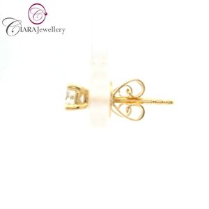 Boucles d'oreilles clous en or jaune massif 18 carats AU750 avec diamants naturels - Cadeau tendance pour fiançailles et mariage - Product Image 2