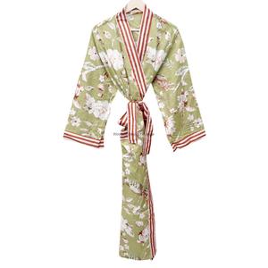 Kimono Ligero con Estampado Floral, Manga Larga, Cuello en V, Cierre con Cinturón, Transpirable, 100% Algodón, Suave, Ropa Casual - Product Image 4