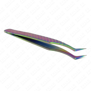 Pinzas para Extensión de Pestañas de Volumen Ruso Rainbow Diamond Grip con Puntas Dentadas de Precisión en Acero Inoxidable - Product Image 6