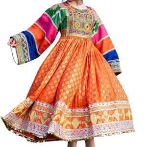 Vestidos de Novia Elegantes y Tradicionales Afganos, Hechos a Mano con Bordado de Espejos, Manga Larga, Tela de Seda, Algodón y Chifón - Product Image 1