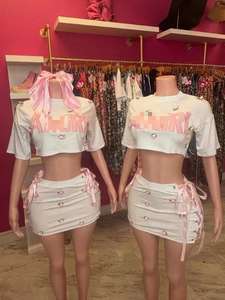 Hot Sale Summer <b>Sexy</b> Crop Flower Design <b>Skirt</b> Designer Piece Set Women Exposed Navel <b>Short</b> <b>Skirt</b> Set - Product Image 6