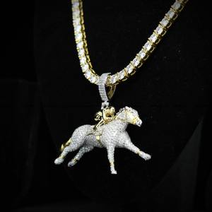Colgante de Hip Hop con Figura de Jinete |   Charm de Plata de Ley 925 con Incrustaciones de Moissanita VVS |   Joyería de Lujo con Pedrería para Hombre |   Regalo de Navidad - Product Image 1
