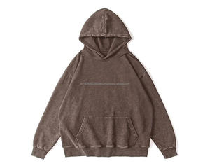 Sweat à capuche ample en coton délavé pour homme, style streetwear décontracté, avec poche imprimée en relief et impression numérique pour l'hiver - Product Image 4