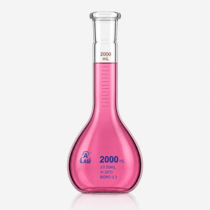 Fiole volumétrique de haute précision 2000 ml en verre borosilicate de classe A avec bouchon PE anti-fuite pour usage en laboratoire - Product Image 4