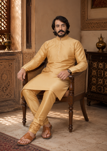 <b>Men</b> Premium Gold <b>Kurta</b> Pajama Set Ethnic Traditional Festive Indian <b>Kurta</b> Pyjama Suit <b>Men</b> Designer Party Dress Wear - Product Image 4