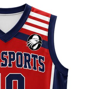 Men Women Basketball Jersey Blue <b>Red</b> Short Sleeve Athletic Sports Shirt Lightweight Comfortable Uniform for Game Practice - Product Image 4