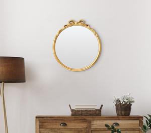 Round Brass Wall <b>Mirror</b> With Bow Design Traditional Decorative Frame For Bedroom Living Room - Product Image 4