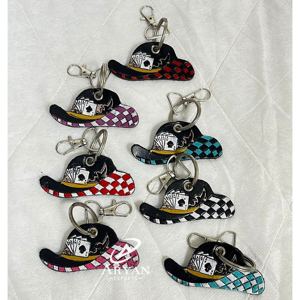 Llavero de Cuero Vacuno Genuino Hecho a Mano con Diseño a Cuadros de Vaquero del Oeste, Clip para Llaves, Regalo para Hombres y Mujeres - Product Image 1