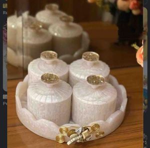 Ensemble de pots à fruits secs en résine, faits à la main, écologiques, peints à la main, motif floral, empilables, compatibles lave-vaisselle, ronds - Product Image 3