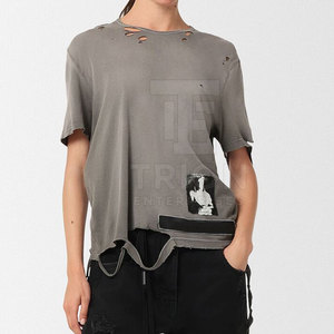 Camiseta Desgastada para Mujer, Transpirable, Cómoda, Estilo Urbano, en Oferta - Product Image 3