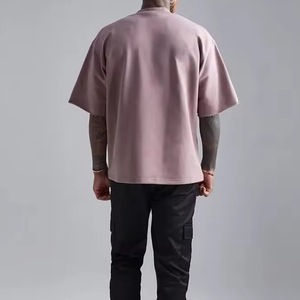 T-shirt en coton à manches courtes et col rond pour homme, couleur unie, coupe classique, décontracté, basique - Product Image 5