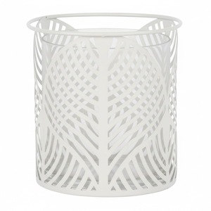 Porte-bougies cylindriques en acier argenté avec motifs de feuilles découpés pour la décoration de la maison, des mariages et des tables de Noël - Product Image 4