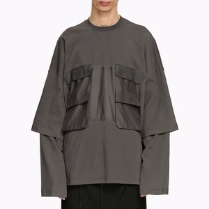 High Quality Long Double Sleeve printing T <b>Shirt</b> Men Oversized Cotton Double Layer Long Double Sleeve Men's Base Layer T-<b>shirts</b> - Product Image 1
