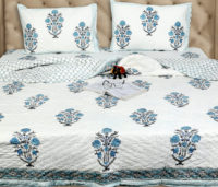 Juego de Edredón Acolchado de Algodón Orgánico Hecho a Mano con Estampado Geométrico, Suave, Ecológico, Lavable, 200 Hilos, Multicolor Moderno para Todas las Estaciones