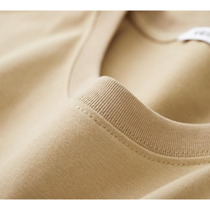 T-shirt col rond épais pour homme 200g, 100% coton uni, respirant, doux, tissu épais, haut décontracté - Product Image 3