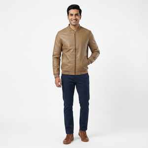 Direct Factory's New Arrival <b>Men's</b> Custom Design Breathable Genuine Leather Streetwear <b>Jacket</b> <b>Sherpa</b> Lining Sheep Fur Trim <b>for</b> - Product Image 1