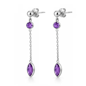 Pendientes de joyería fina de lujo, plata de ley 925 con amatista, pendientes colgantes para mujer, pendientes de moda para boda - Product Image 1