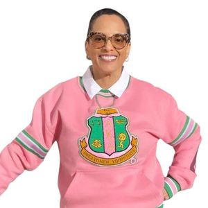 Sudadera AKA Chenille Crest, Color Rosa Verde, Unisex, Cuello Redondo, Estilo Casual, Forro Polar Cálido, Ropa de Moda de Inspiración Griega - Product Image 6