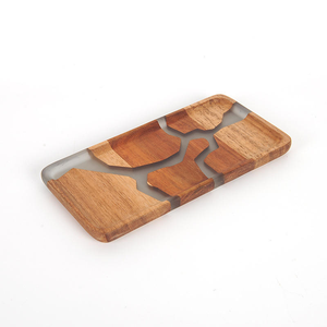 Creative Resin Kungfu Tea Cup Solid Wood Platter Crystal <b>Epoxy</b> Wood Resin Dried Fruit Serving Tray - Product Image 1
