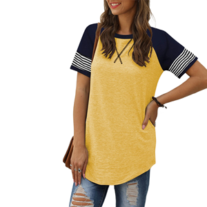 Camiseta de Mujer, Simple, de Color Sólido, con Estampado, Cuello Redondo, Tops de Verano, Camiseta de Moda para Mujer, Camiseta con Logotipo Personalizado para Mujer - Product Image 5