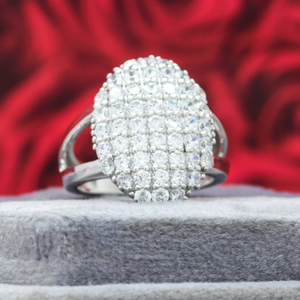 Women's Rhodium Plated Stainless Steel Cocktail <b>Ring</b> With Lab Created Cubic Zirconia Micro Pave Setting Wedding Glam Style - Product Image 3