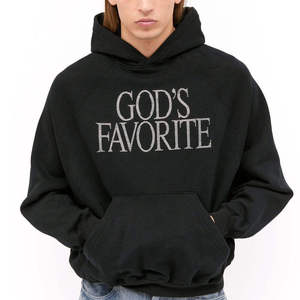 Sweat-shirts à capuche pour hommes en coton épais, couleur personnalisée, avec strass, manches longues, séchage rapide - Product Image 1