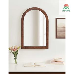 Espejo Arqueado de Ratán Estilo Boho, 20 x 30, Marrón, Espejo Decorativo de Pared con Marco de Ratán Auténtico para Baño o Tocador - Product Image 2