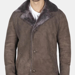 Vêtements d'extérieur en cuir et fourrure élégants pour hommes, mode d'hiver haut de gamme, vente en gros, manteau en fourrure pour hommes de qualité supérieure - Product Image 6