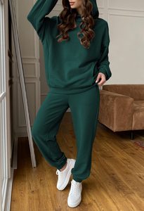 Women's Casual Autumn Eco-Friendly 2-Piece Breathable Print <b>Sweater</b> Set with Long Sleeve Hoodie and Pants - Product Image 2